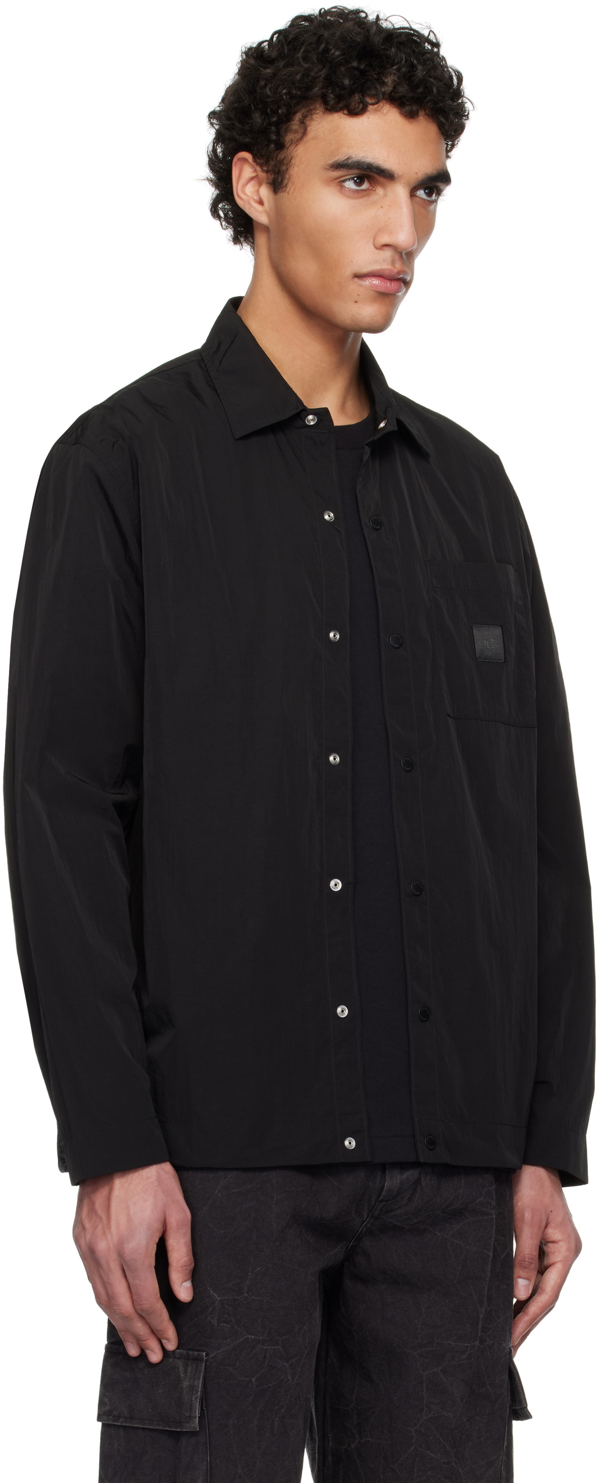 Reigning Champ Black Crinkle Nylon Uniform Standard Overshirt