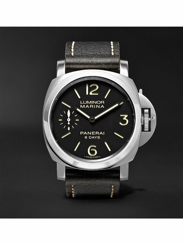 Photo: Panerai - Luminor Marina 8 Days Acciaio 44mm Stainless Steel and Leather Watch, Ref. No. PAM00510