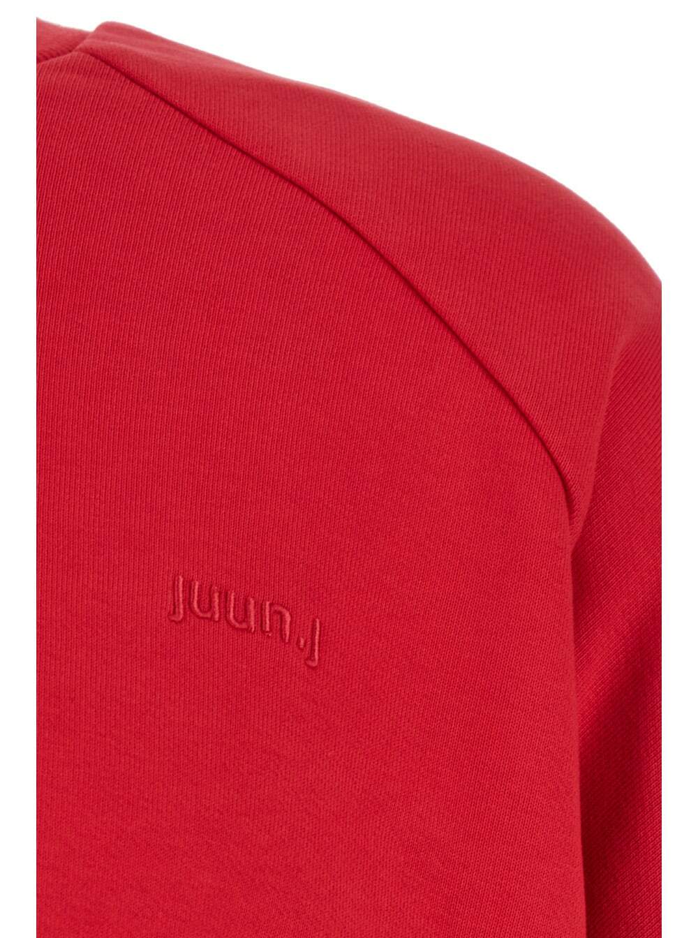 Juun.J Red Oversized Sweatshirt With Graphic Print In Cotton Man