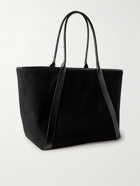 SAINT LAURENT - Leather-Trimmed Logo-Embroidered Cotton-Gabardine Tote Bag