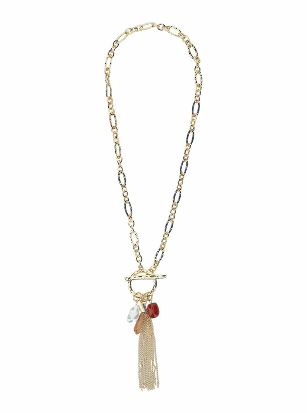 Photo: TwinSet Metallic Chain-link Necklace With Tassel With Charms In Brass Woman