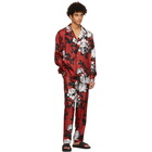 Dolce and Gabbana Red Silk Camellia Print Pyjama Shirt