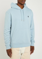 Ami Paris Logo Hooded Cotton Sweatshirt Blue