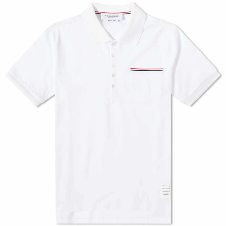 Photo: Thom Browne Men's Mercerised Pique Polo Shirt in White