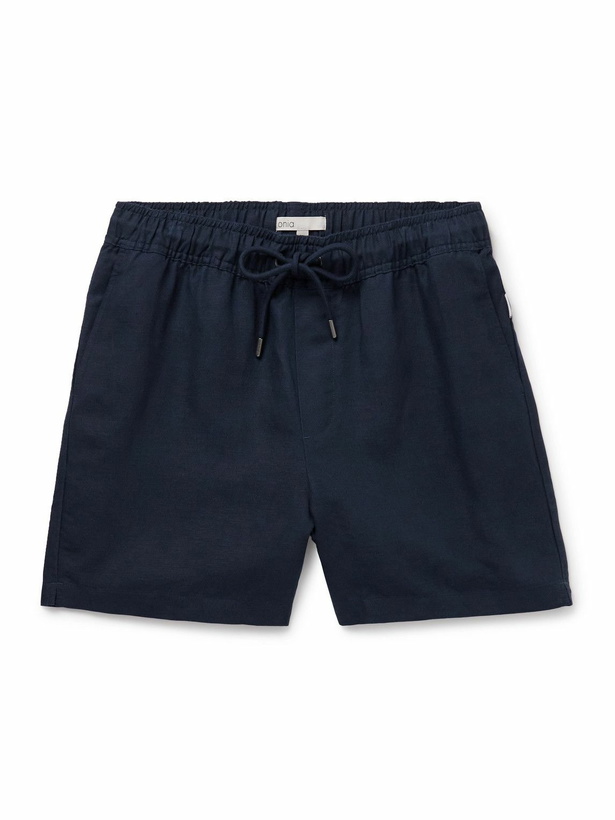 Photo: Onia - Air Straight-Leg Linen and Lyocell-Blend Drawstring Shorts - Blue