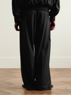 Fear of God - Wide-Leg Logo-Appliquéd Silk and Virgin Wool-Blend Twill Drawstring Trousers - Black