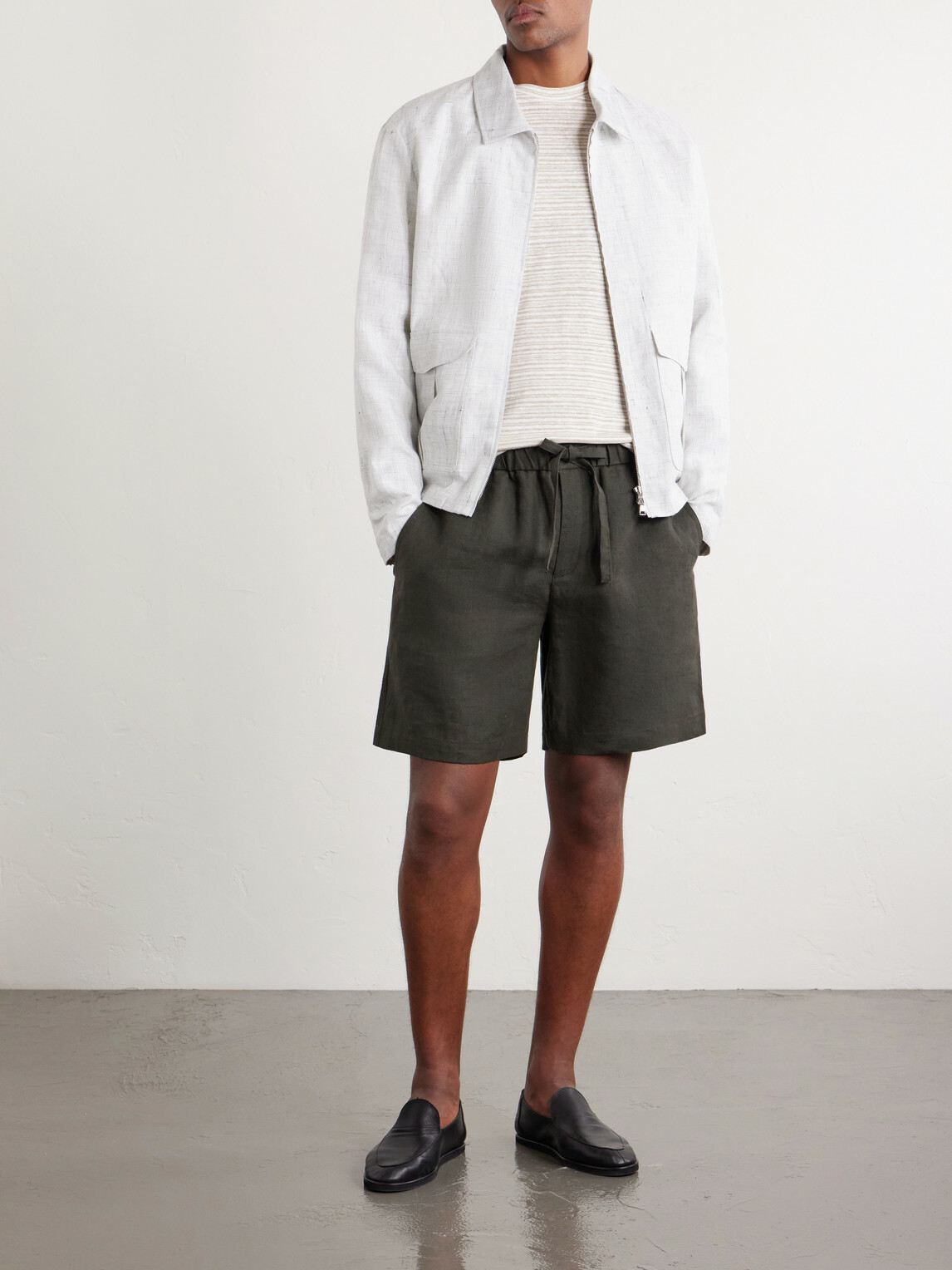 Mr P. - Striped Linen T-Shirt - Neutrals