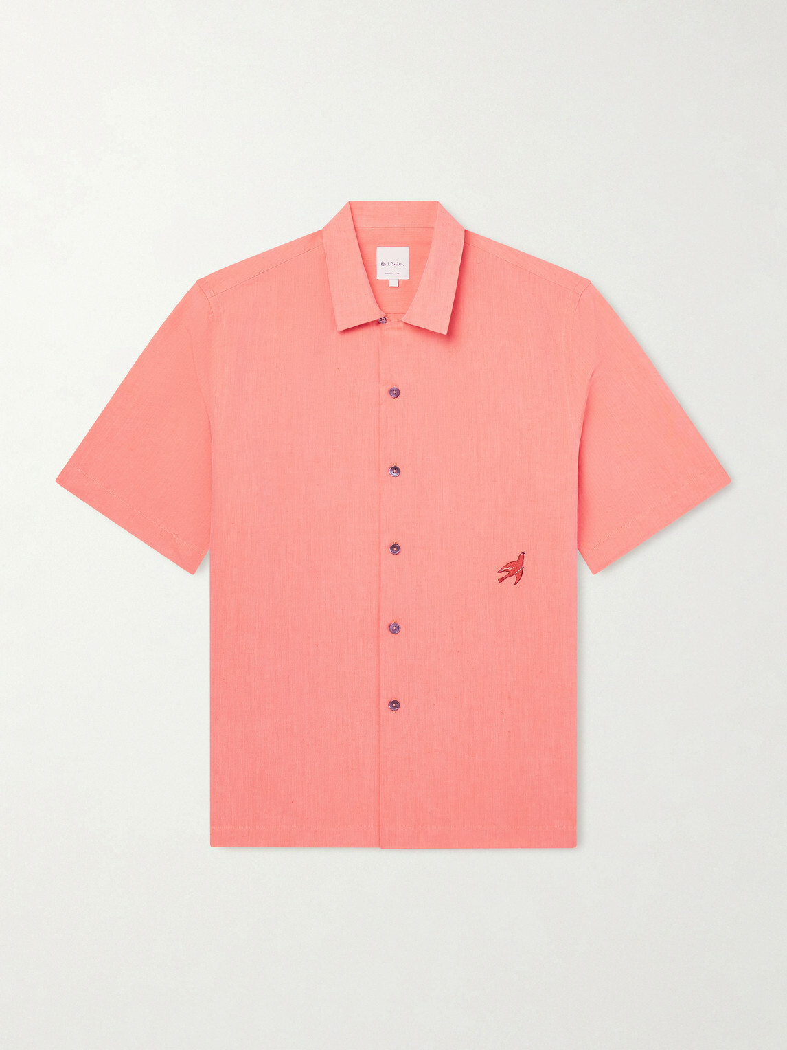 Paul Smith - Embroidered Cotton and Linen-Blend Shirt - Red