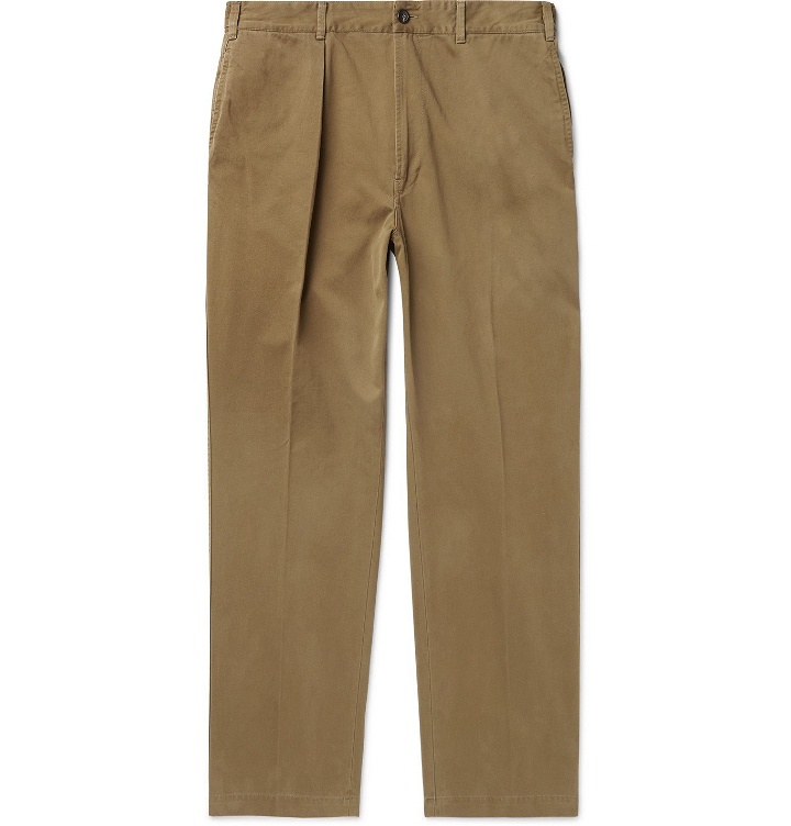 Photo: Drake's - Pleated Cotton-Drill Trousers - Green