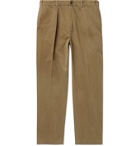Drake's - Pleated Cotton-Drill Trousers - Green