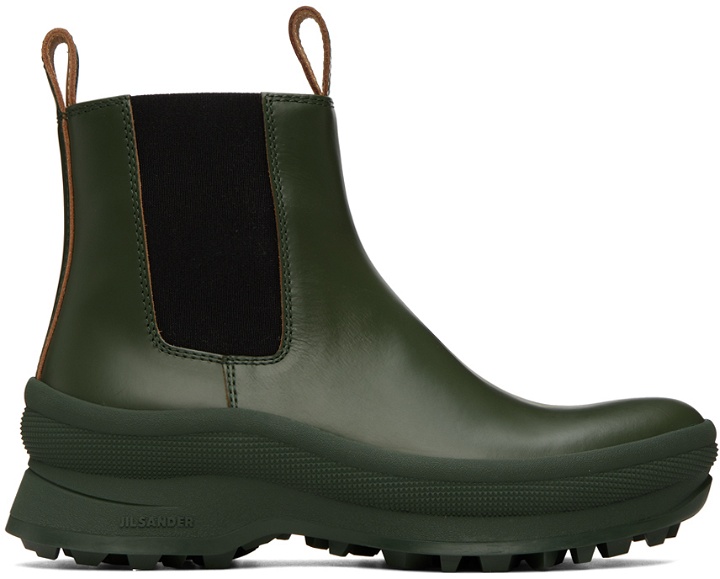 Photo: Jil Sander Green Leather Chelsea Boots