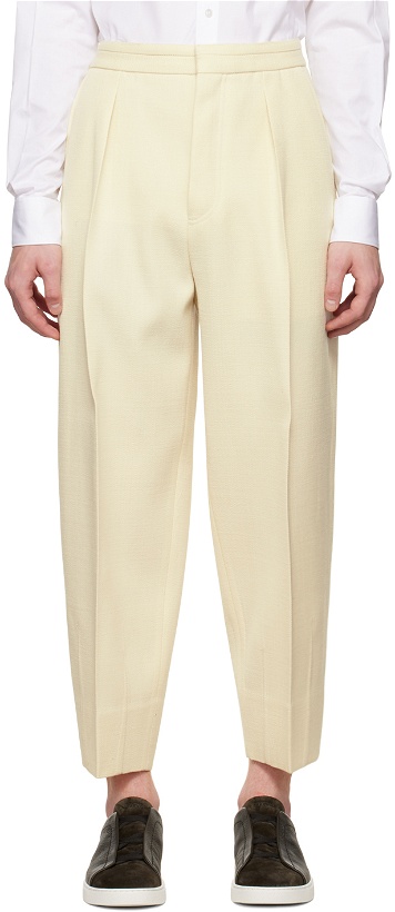 Photo: ZEGNA Off-White One Pleat Trousers