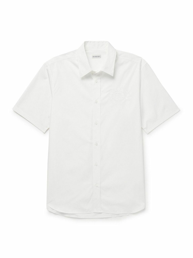 Photo: Burberry - Logo-Embroidered Cotton-Poplin Shirt - White