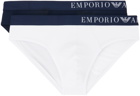 Emporio Armani Two-Pack Navy & White Briefs