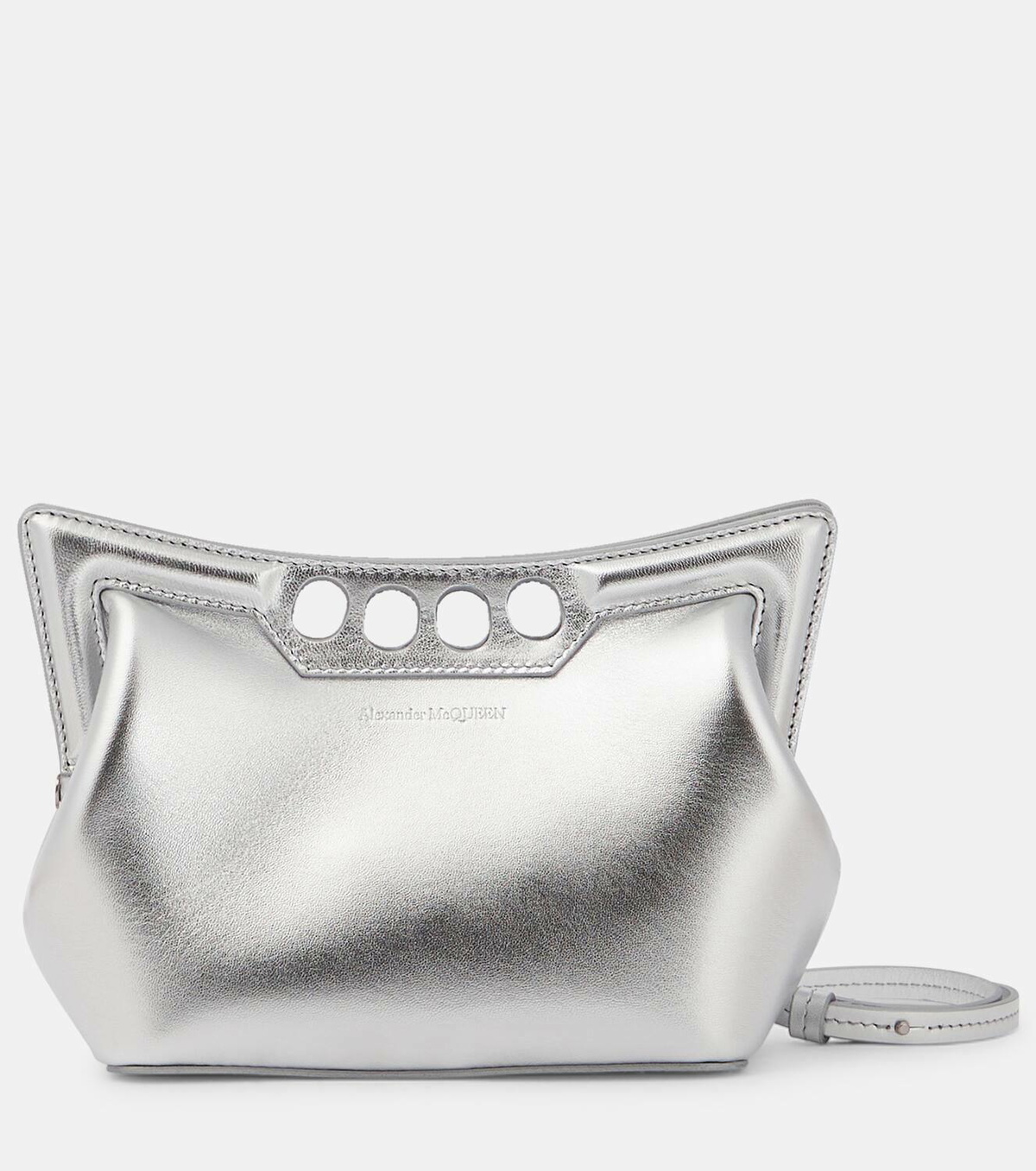 Alexander McQueen The Peak Mini metallic leather shoulder