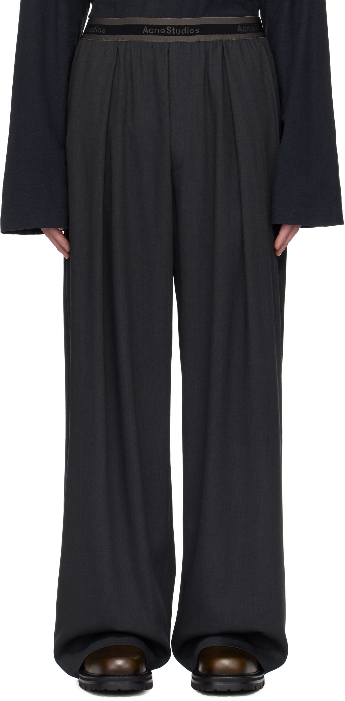 Acne Studios Gray Logo Tape Trousers Acne Studios