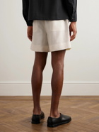 Stòffa - Straight-Leg Pleated Linen Drawstring Bermuda Shorts - Neutrals