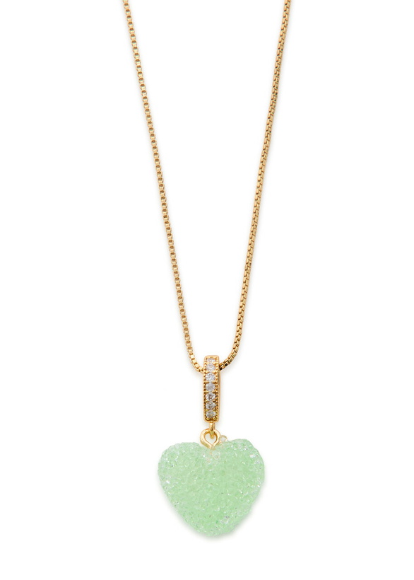 Photo: Crystal Haze Jelly Heart 18kt Gold-plated Necklace - Green - One Size