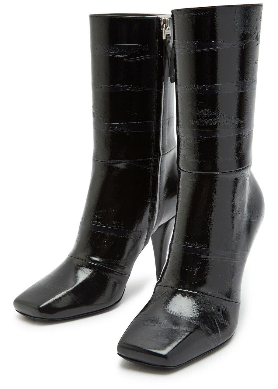 Givenchy Sliced 95 Glossed Leather Ankle Boots Black