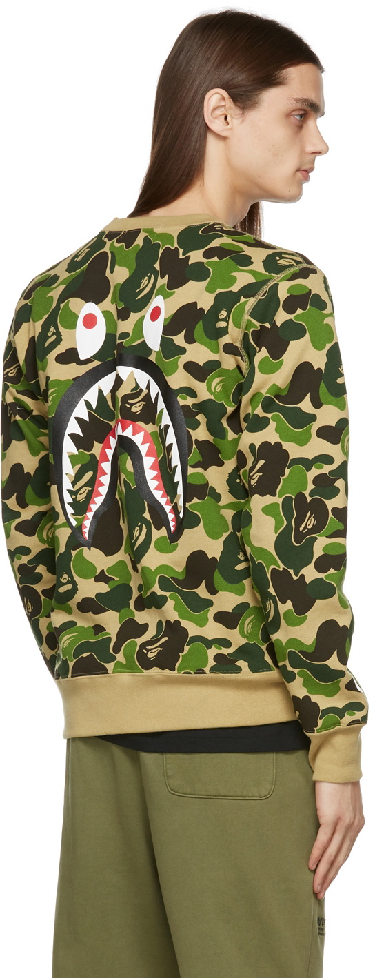 BAPE Green Camo ABC Shark Crewneck Sweatshirt A Bathing Ape