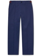Nicholas Daley - Straight-Leg Pleated Jacquard-Trimmed Cotton-Twill Trousers - Blue
