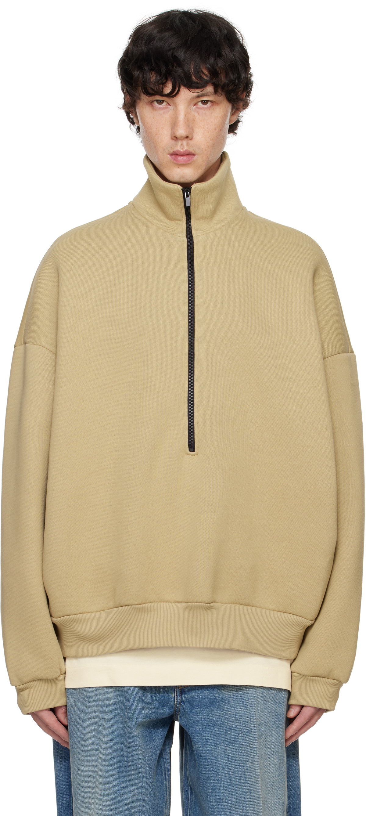 TFW49 MOCK NECK HALF ZIP BEIGE サイズS TFW49】 TFW 49 MOCK NECK HALF ZIP BEIGE サイズSS レディースウェア