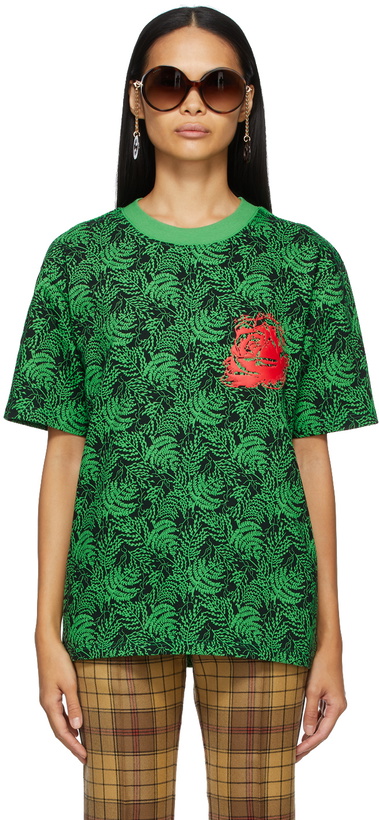 Photo: SSENSE WORKS SSENSE Exclusive Jeremy O. Harris Black & Green Rose T-Shirt