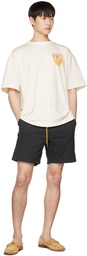 Rhude Black Embroidered Shorts