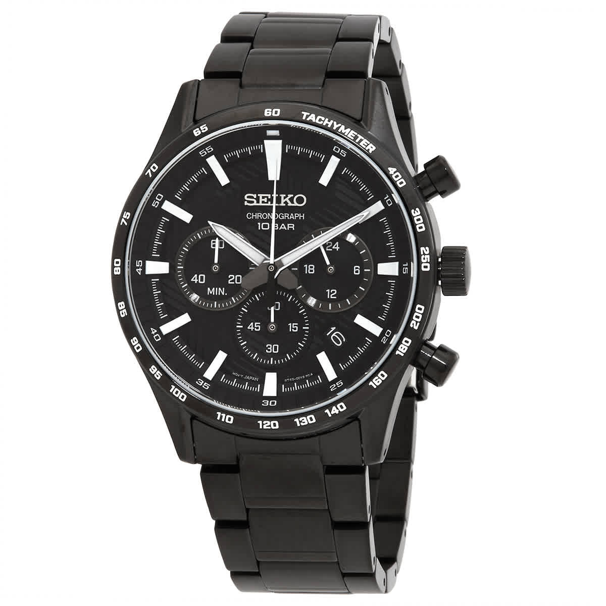 Seiko Chronograph Quartz Black Dial Mens Watch SSB415P1