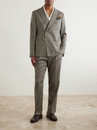 Mr P. - Double-Breasted Wool and Linen-Blend Suit Jacket - Green