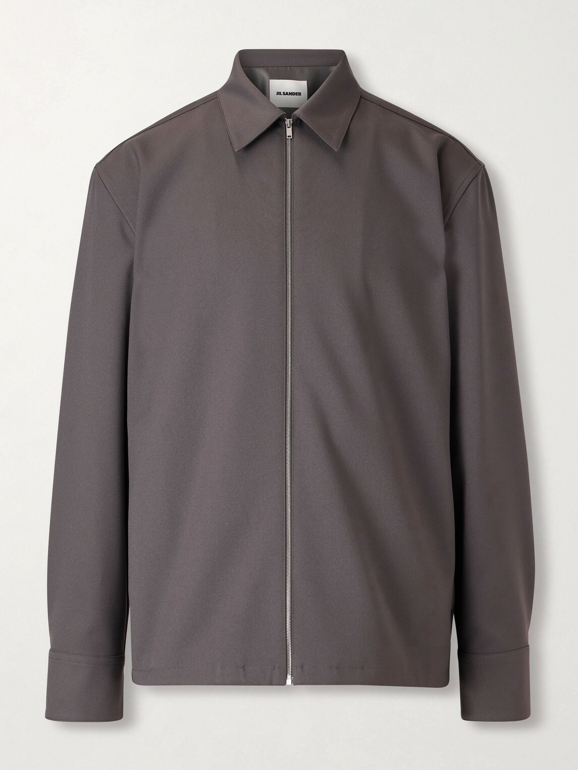 JIL SANDER zip シャツ ポリエステル 40 ダークグリーン Jil Sander - Twill Zip-Up Overshirt - Gray Jil Sander