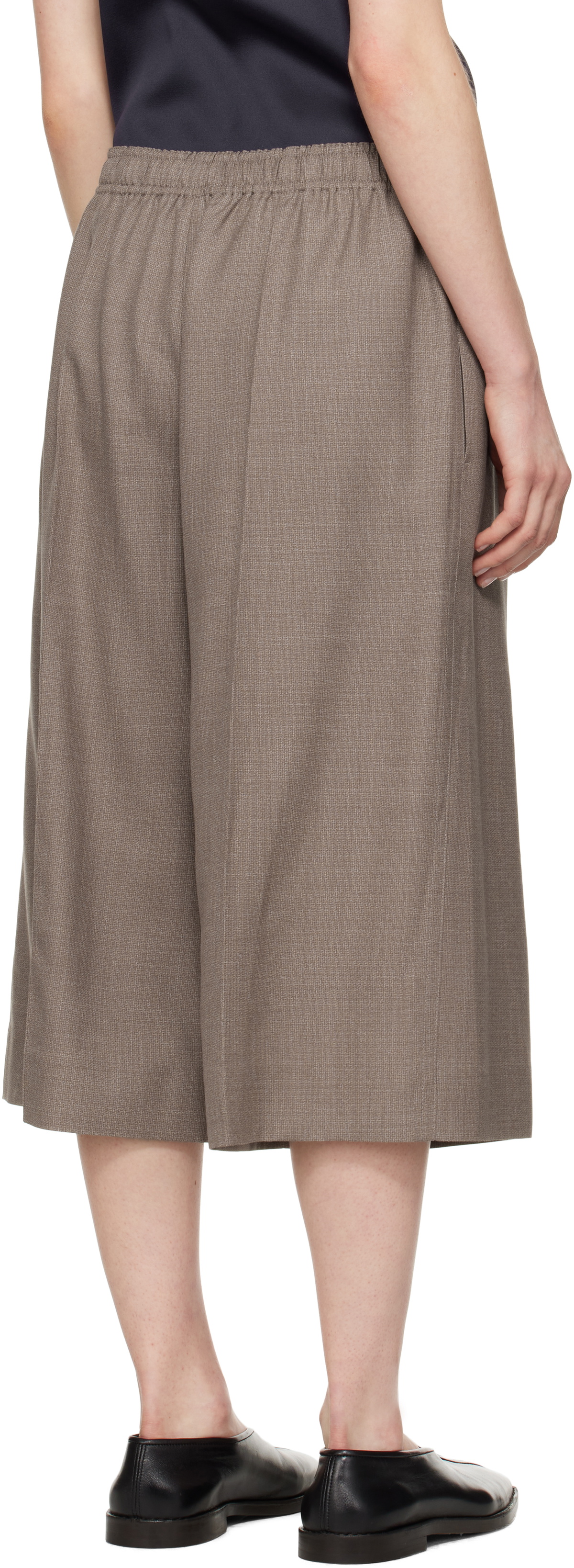 Carven Taupe Elastic Waist Shorts