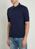 Dolce & Gabbana Logo-jacquard Silk Polo Shirt Blue