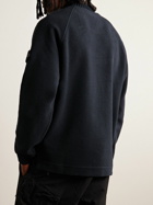 Stone Island - Wool-Trimmed Logo-Appliquéd Cotton-Blend Fleece Sweatshirt - Blue