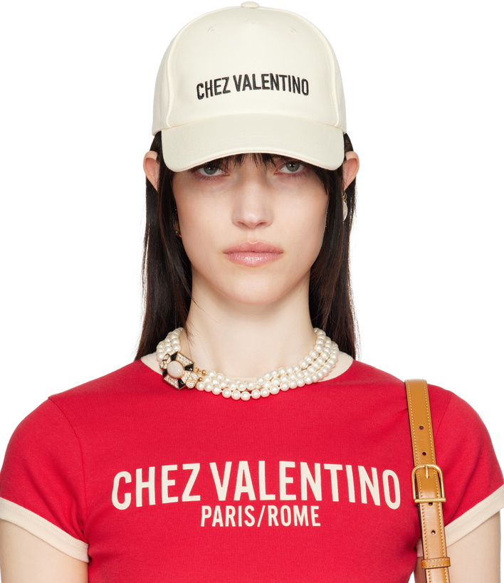 Photo: Valentino Garavani Off-White 'Chez Valentino' Cotton Baseball Cap