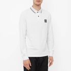 Stone Island Men's Long Sleeve Patch Polo Shirt in White