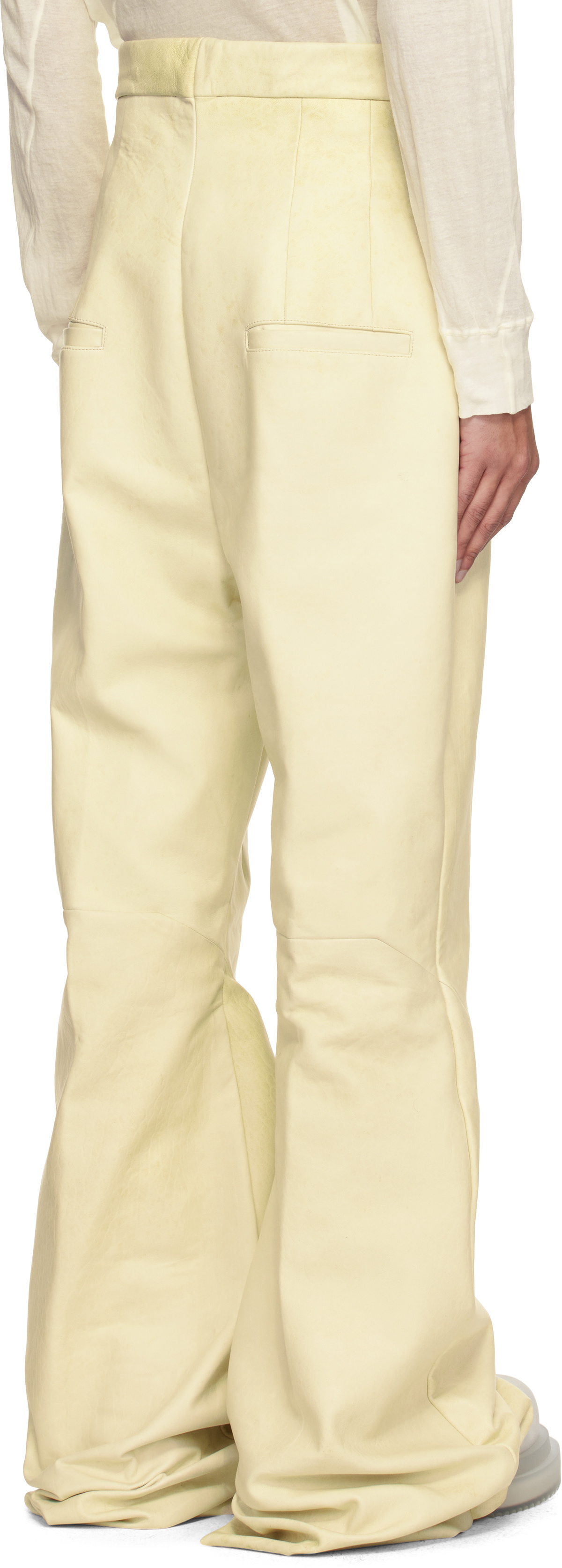 Rick Owens Beige Hollywood Dirt Bolan Leather Trousers
