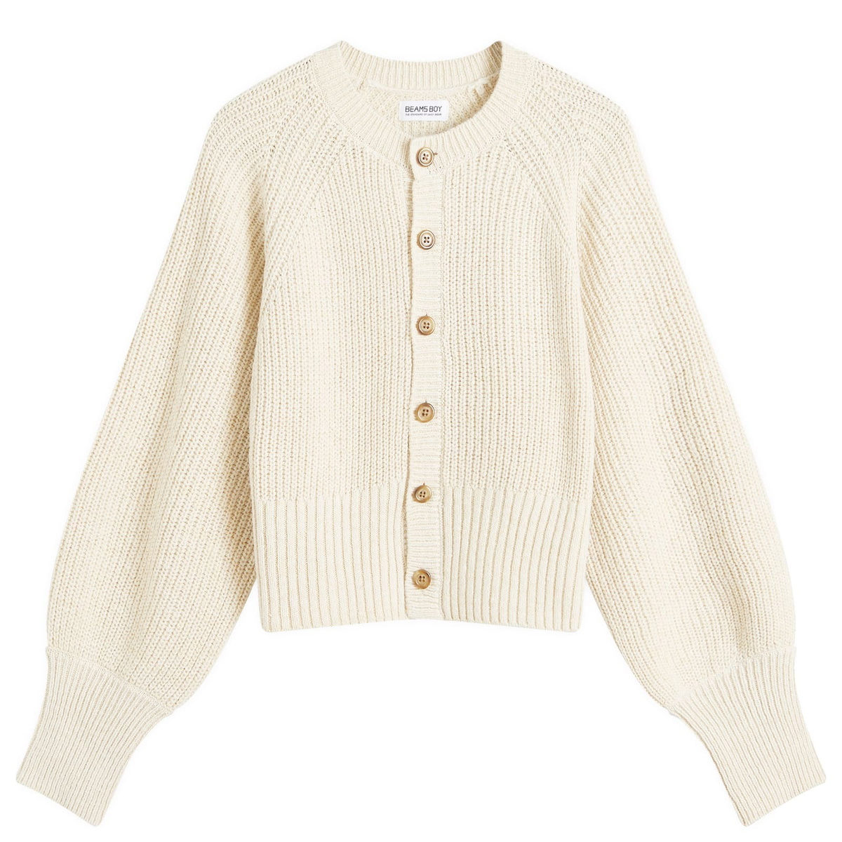 Beams Boy Women's Elbow Cardigan in Off Wht 