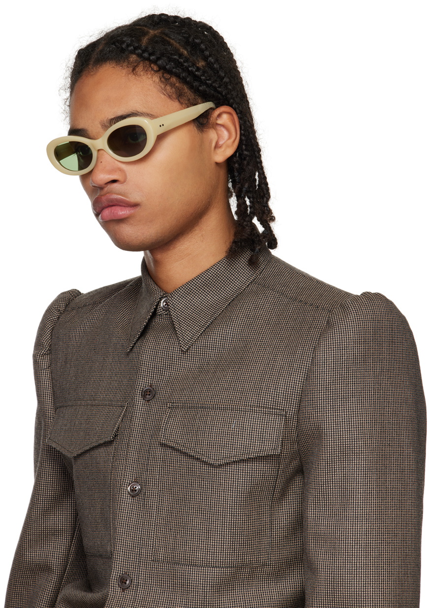 Dries Van Noten Yellow Linda Farrow Edition Oval Sunglasses