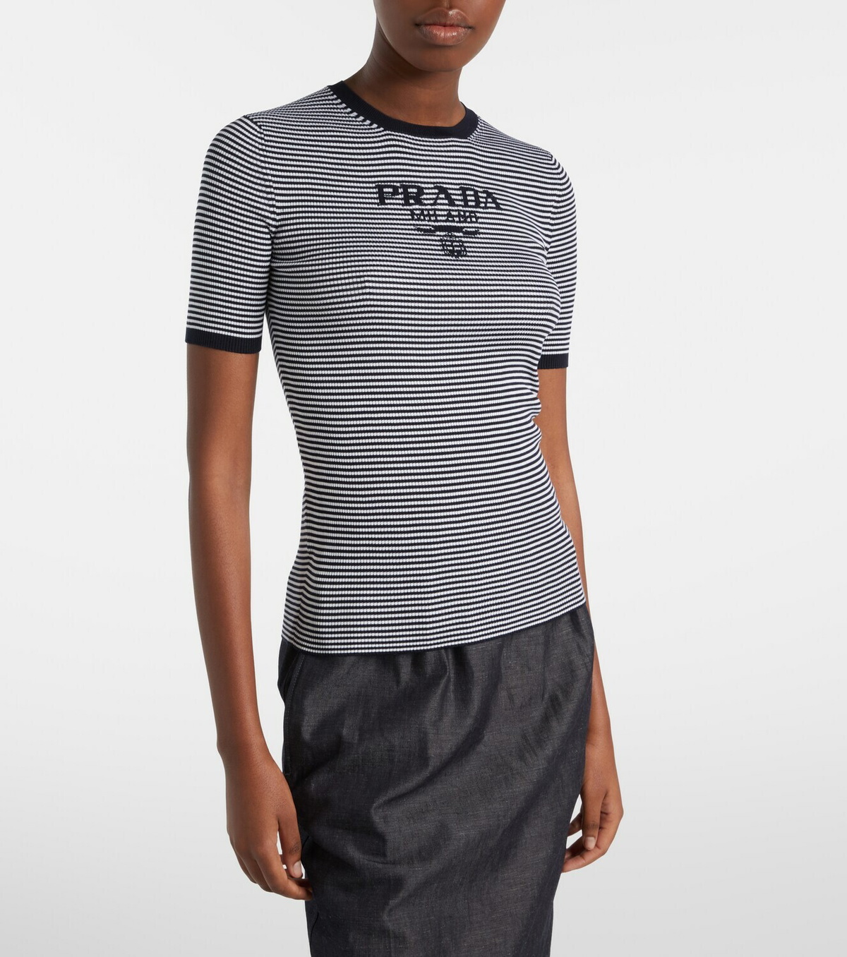 Prada Logo striped silk sweater