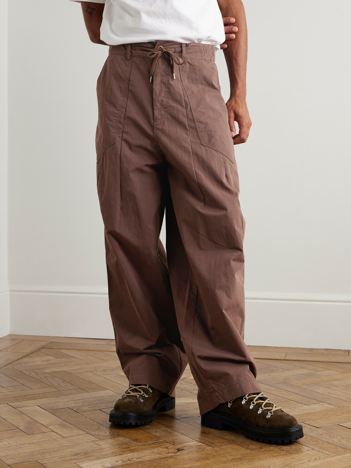 FrizmWORKS - Fold Fatigue Tapered Cotton-Blend Canvas Cargo Trousers - Brown