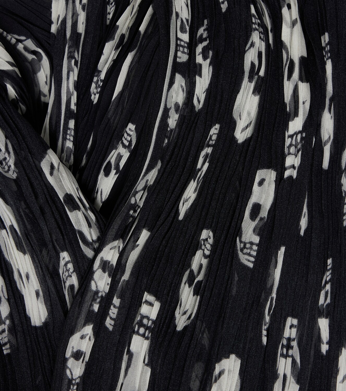McQueen Skull pleated silk scarf