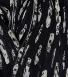 McQueen Skull pleated silk scarf