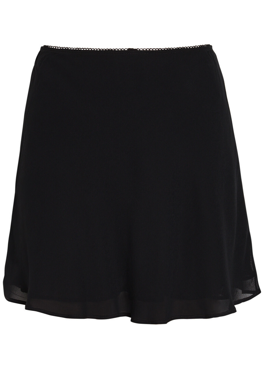 Reformation Brandy Georgette Mini Skirt Black