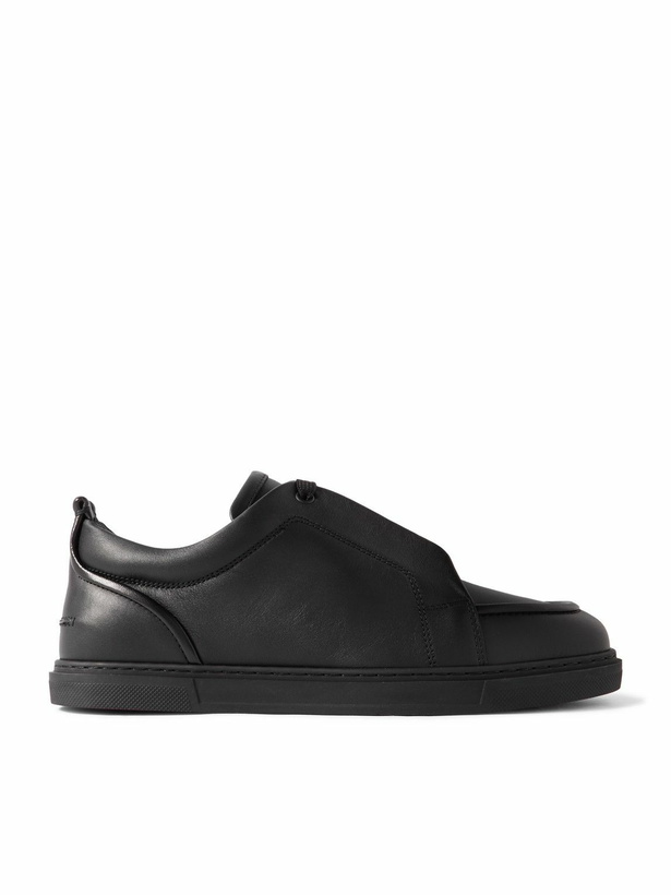 Photo: Christian Louboutin - Jimmy Rubber-Trimmed Leather Sneakers - Black