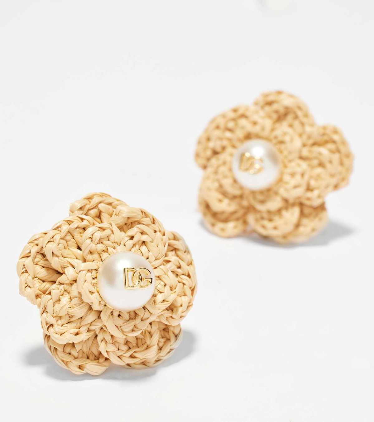 Dolce&Gabbana DG raffia-effect clip-on earrings