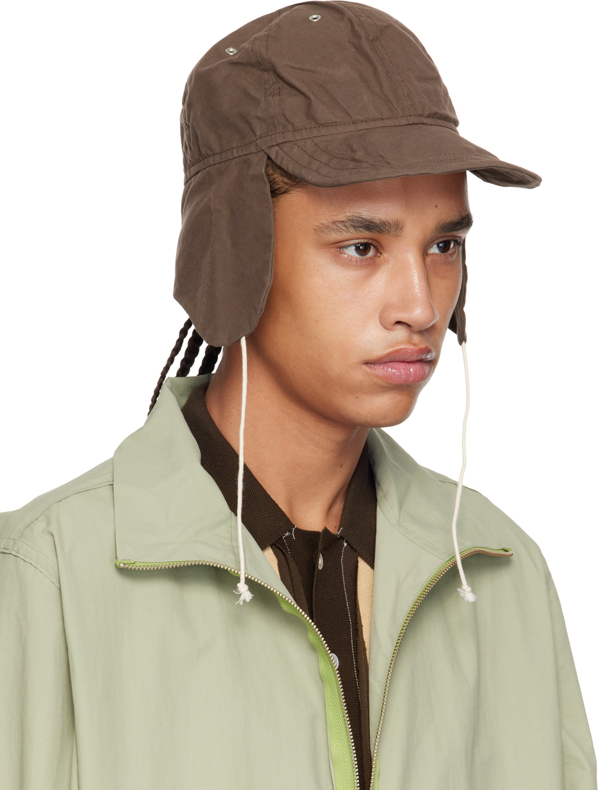 Camiel Fortgens Brown Waxed Cotton Flap Cap