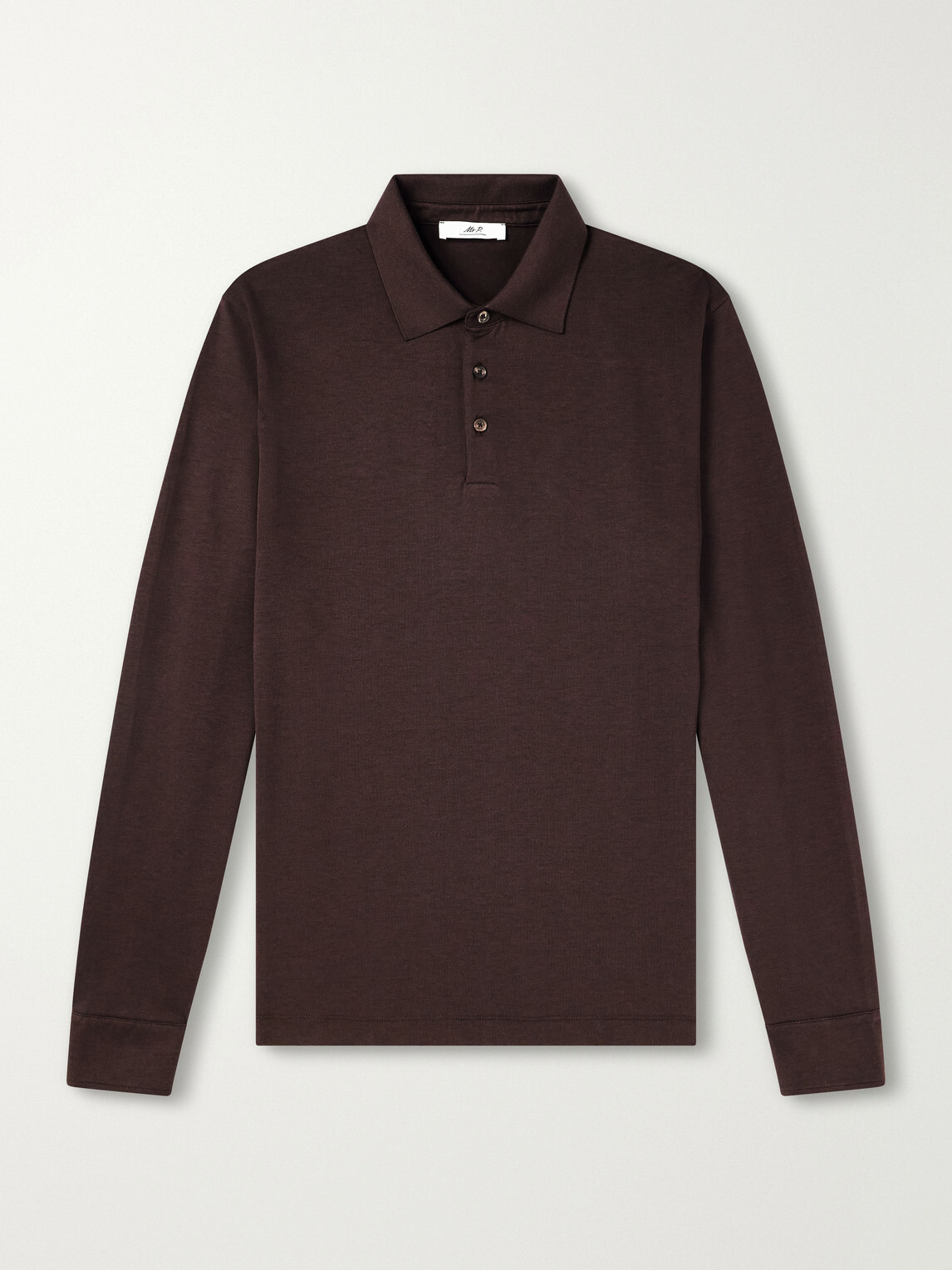 Mr P. - Silk and Cotton-Blend Polo Shirt - Brown