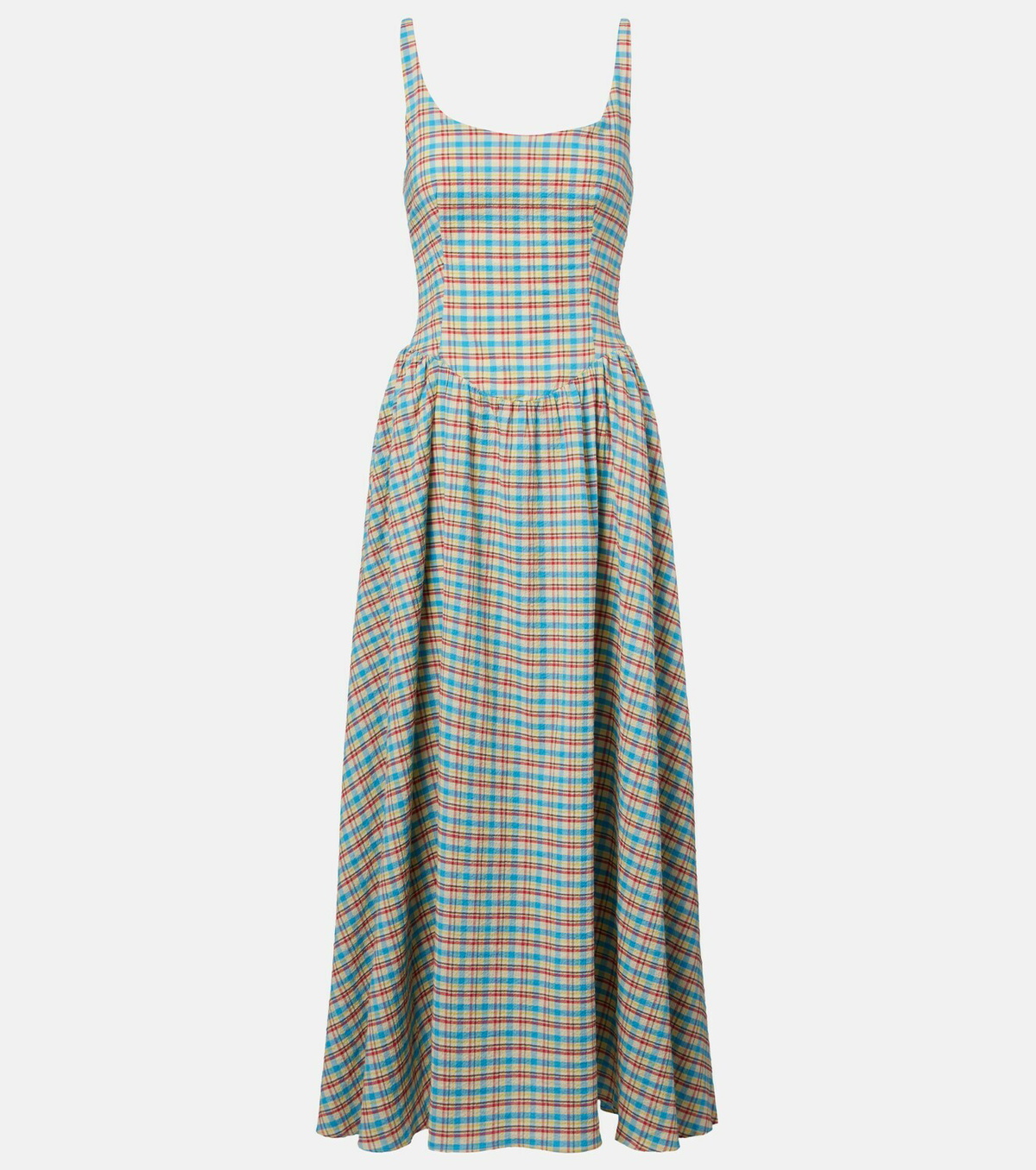 Faithfull Chiara checked cotton-blend midi dress