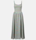 Faithfull Chiara checked cotton-blend midi dress